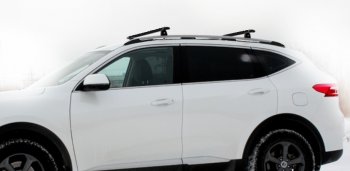 Рейлинги крыши АПС Haval F7 (2018-2024)  дорестайлинг, рестайлинг (Черно-серебристые, поперечины черные, L1300)