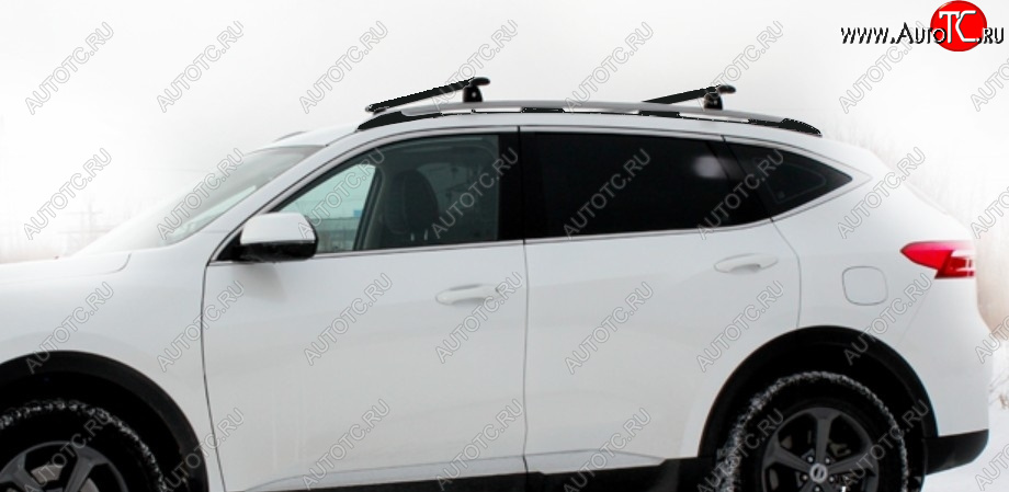 14 539 р. Рейлинги крыши АПС  Haval F7 (2018-2024)  дорестайлинг, рестайлинг (Черно-серебристые, поперечины черные, L1300)  с доставкой в г. Керчь