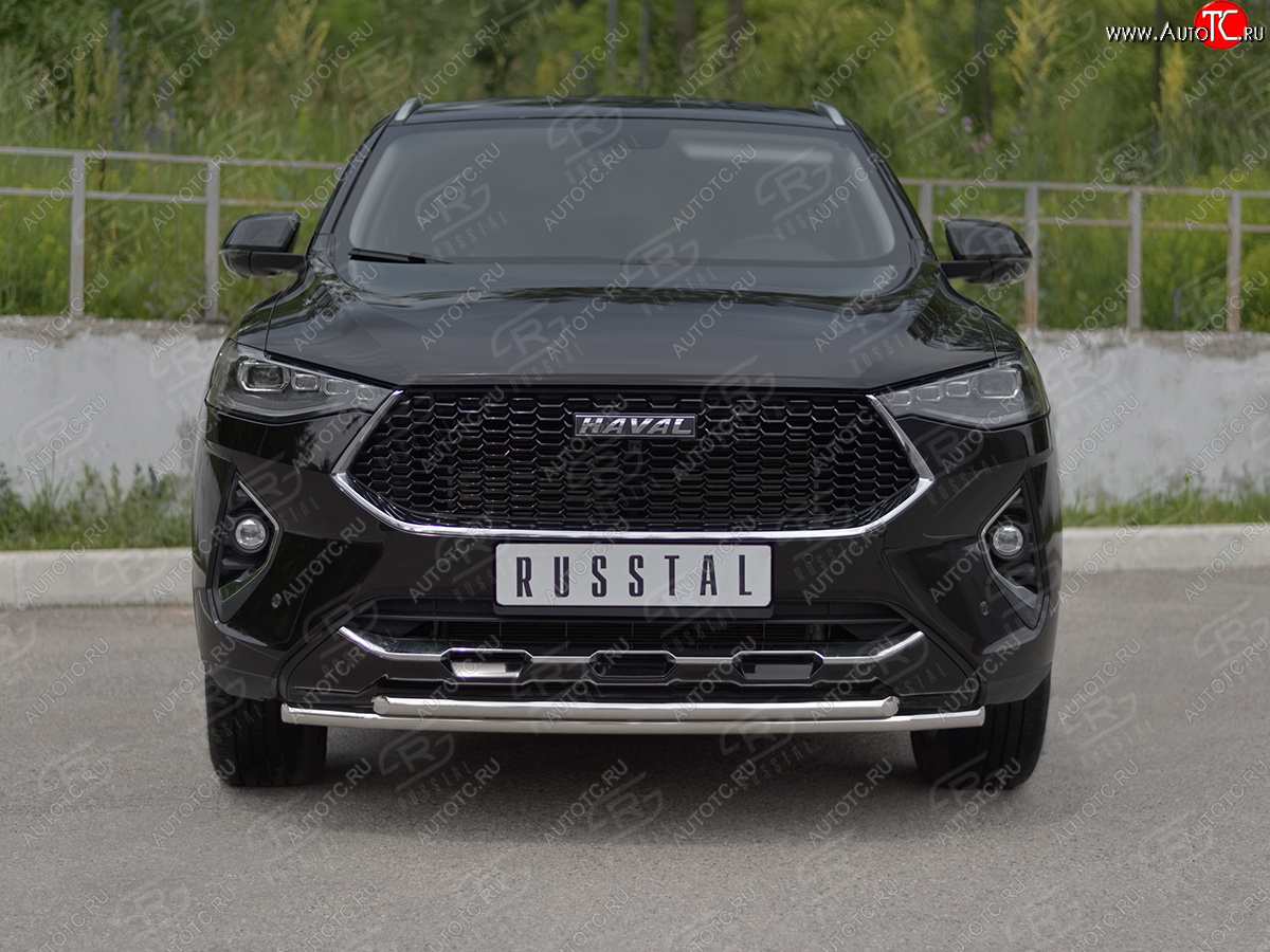 13 999 р. Защита переднего бампера (Ø42 мм, нержавейка, 4WD) SLITKOFF Haval F7x дорестайлинг (2019-2022) (полированная нержавейка)  с доставкой в г. Керчь