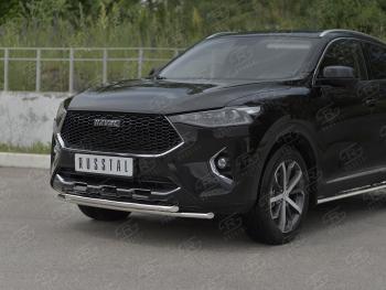 13 999 р. Защита переднего бампера (Ø42 мм, нержавейка, 4WD) SLITKOFF Haval F7x дорестайлинг (2019-2022) (полированная нержавейка)  с доставкой в г. Керчь. Увеличить фотографию 2