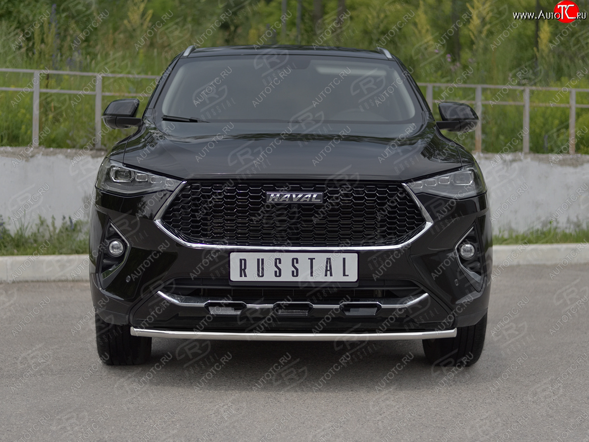 11 199 р. Защита переднего бампера (Ø42 мм, нержавейка, 4WD) SLITKOFF Haval F7x дорестайлинг (2019-2022)  с доставкой в г. Керчь
