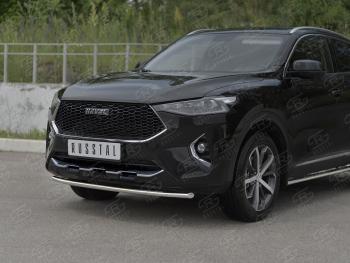 11 199 р. Защита переднего бампера (Ø42 мм, нержавейка, 4WD) SLITKOFF Haval F7x дорестайлинг (2019-2022)  с доставкой в г. Керчь. Увеличить фотографию 2