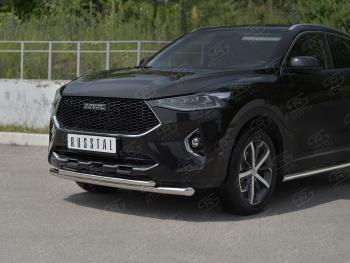 14 999 р. Защита переднего бампера (Ø63 мм секции, нержавейка, 1.5 4WD) SLITKOFF Haval F7x дорестайлинг (2019-2022)  с доставкой в г. Керчь. Увеличить фотографию 2