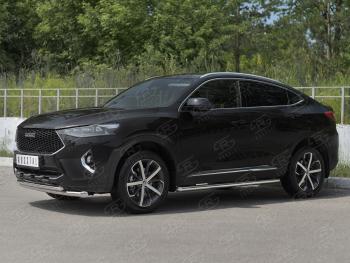 14 999 р. Защита переднего бампера (Ø63 мм секции, нержавейка, 1.5 4WD) SLITKOFF Haval F7x дорестайлинг (2019-2022)  с доставкой в г. Керчь. Увеличить фотографию 3