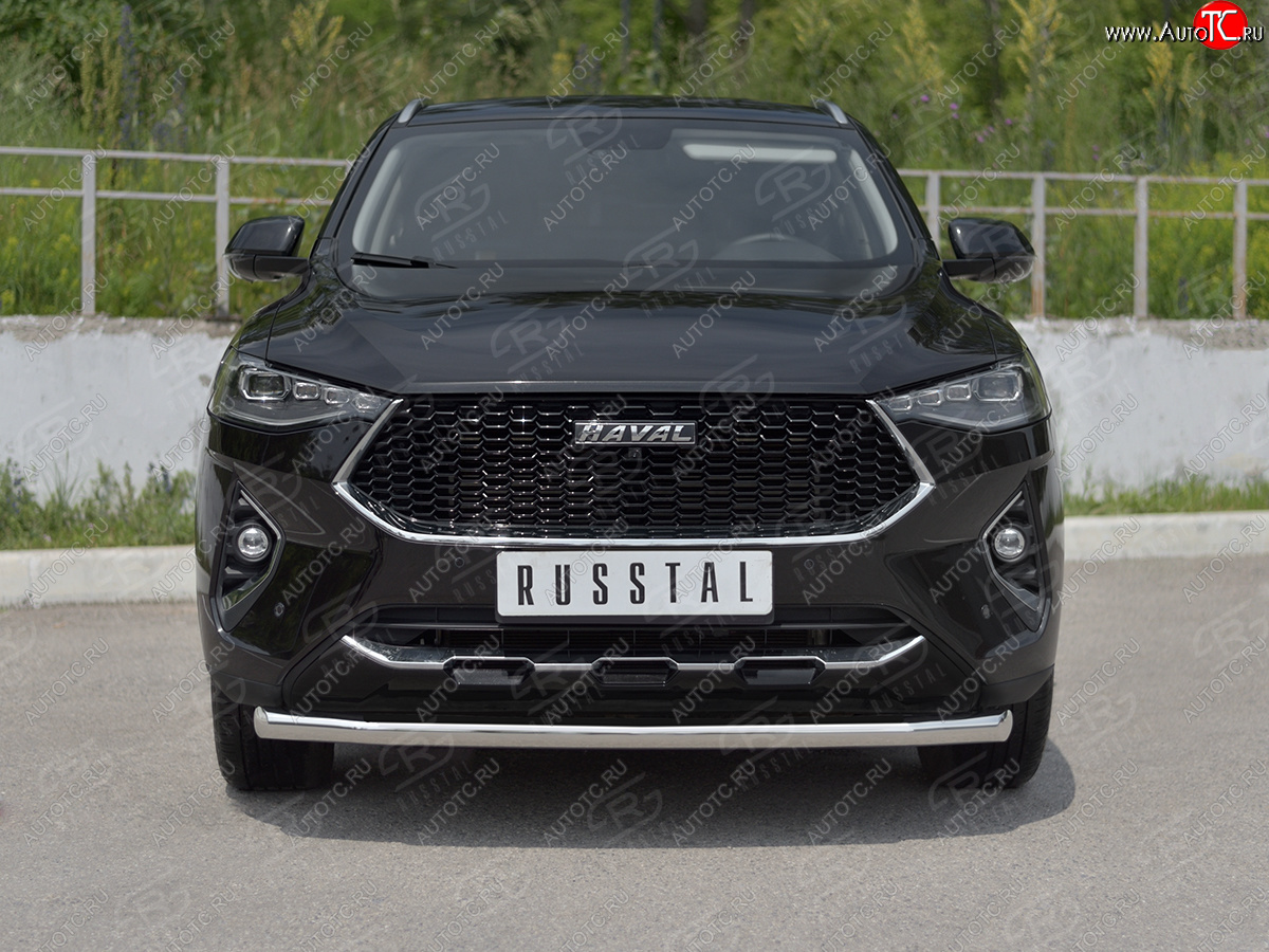 13 399 р. Защита переднего бампера (Ø63 мм секции, нержавейка, 1,5 4WD) SLITKOFF  Haval F7x (2019-2022) дорестайлинг  с доставкой в г. Керчь