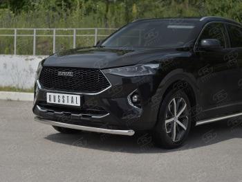 13 399 р. Защита переднего бампера (Ø63 мм секции, нержавейка, 1,5 4WD) SLITKOFF  Haval F7x (2019-2022) дорестайлинг  с доставкой в г. Керчь. Увеличить фотографию 2