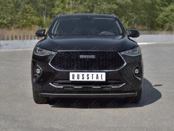 9 999 р. Защита переднего бампера (1.5 4WD Ø57 мм) SLITKOFF Haval F7x дорестайлинг (2019-2022) (нержавейка с полимерным покрытием, черный)  с доставкой в г. Керчь. Увеличить фотографию 4