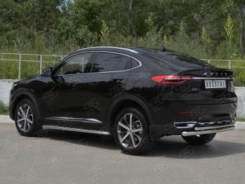 13 999 р. Защита заднего бампера (2 трубы Ø63 и 42 мм, нержавейка) SLITKOFF  Haval F7x (2019-2022) дорестайлинг  с доставкой в г. Керчь. Увеличить фотографию 3