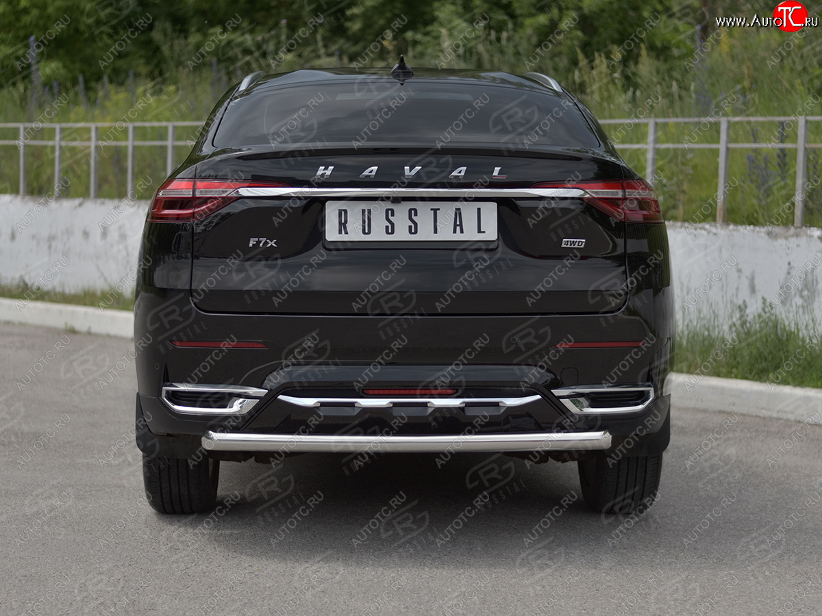 12 949 р. Защита заднего бампера (Ø63 мм, нержавейка) SLITKOFF  Haval F7x (2019-2022) дорестайлинг  с доставкой в г. Керчь