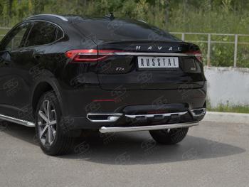 12 949 р. Защита заднего бампера (Ø63 мм, нержавейка) SLITKOFF  Haval F7x (2019-2022) дорестайлинг  с доставкой в г. Керчь. Увеличить фотографию 2