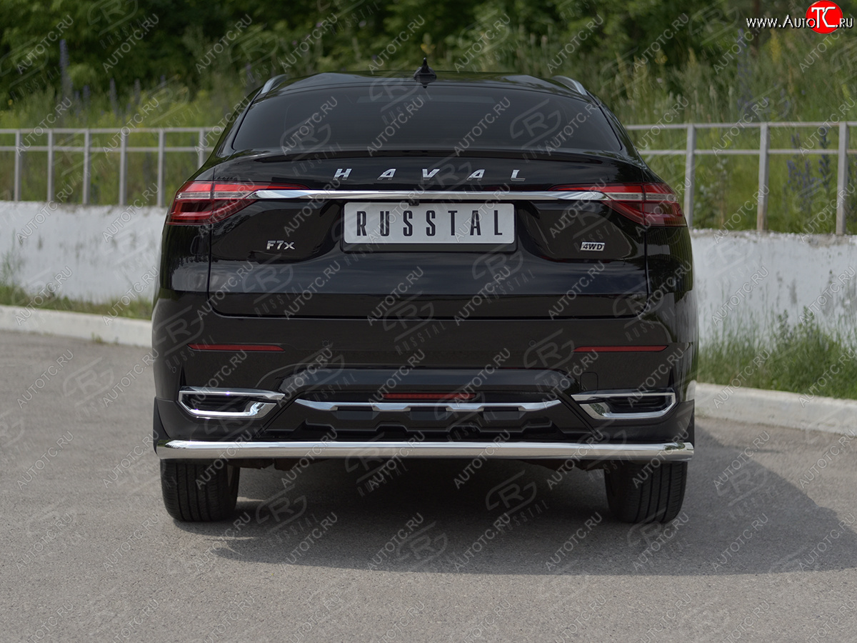 12 849 р. Защита заднего бампера (Ø63 мм, нержавейка) SLITKOFF  Haval F7x (2019-2022) дорестайлинг  с доставкой в г. Керчь