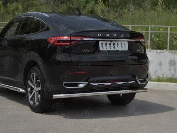 12 849 р. Защита заднего бампера (Ø63 мм, нержавейка) SLITKOFF  Haval F7x (2019-2022) дорестайлинг  с доставкой в г. Керчь. Увеличить фотографию 2