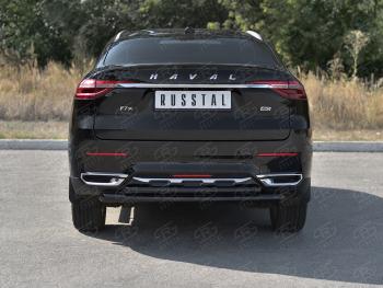 12 349 р. Защита заднего бампера (1.5 4WD Ø57 дуга/Ø42 дуга)  Haval F7x (2019-2022) дорестайлинг (нержавейка с полимерным покрытием, черный)  с доставкой в г. Керчь. Увеличить фотографию 2