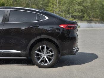12 349 р. Защита заднего бампера (1.5 4WD Ø57 дуга/Ø42 дуга)  Haval F7x (2019-2022) дорестайлинг (нержавейка с полимерным покрытием, черный)  с доставкой в г. Керчь. Увеличить фотографию 3