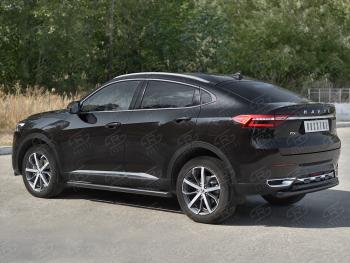 12 349 р. Защита заднего бампера (1.5 4WD Ø57 дуга/Ø42 дуга)  Haval F7x (2019-2022) дорестайлинг (нержавейка с полимерным покрытием, черный)  с доставкой в г. Керчь. Увеличить фотографию 4