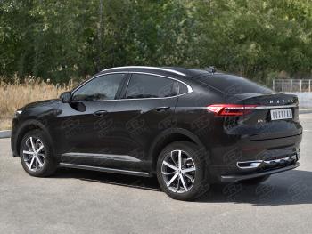 9 399 р. Защита заднего бампера (1.5 4WD Ø57 мм) SLITKOFF  Haval F7x (2019-2022) дорестайлинг (нержавейка с полимерным покрытием, черный)  с доставкой в г. Керчь. Увеличить фотографию 3