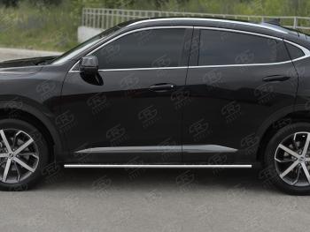 23 749 р. Защита порогов (Ø75x42 мм, с проступью) Russtal Haval F7x дорестайлинг (2019-2022) (полированная нержавейка)  с доставкой в г. Керчь. Увеличить фотографию 2