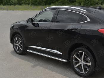 Порожки для ног SLITKOFF (Ø42 мм) Haval F7x дорестайлинг (2019-2022)
