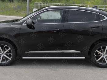 16 949 р. Защита порогов (Ø63 мм) SLITKOFF Haval F7x дорестайлинг (2019-2022) (полированная нержавейка, торцы 45°)  с доставкой в г. Керчь. Увеличить фотографию 2