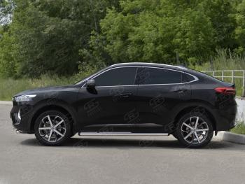 16 949 р. Защита порогов (Ø63 мм) SLITKOFF Haval F7x дорестайлинг (2019-2022) (полированная нержавейка, торцы 45°)  с доставкой в г. Керчь. Увеличить фотографию 3