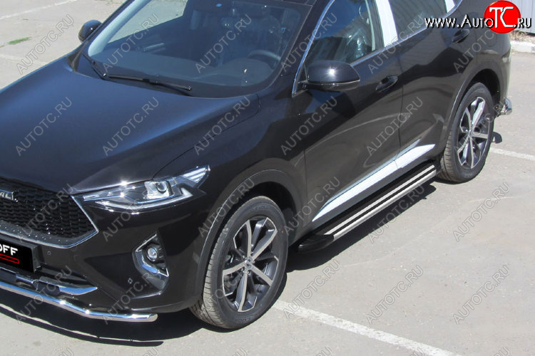 11 299 р. Пороги алюминиевые Slitkoff Luxe  Haval F7 - F7x (Black)  с доставкой в г. Керчь