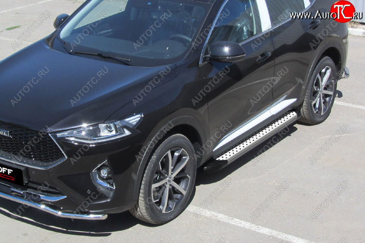 17 399 р. Пороги алюминиевые Slitkoff Standart  Haval F7 - F7x (Silver)  с доставкой в г. Керчь