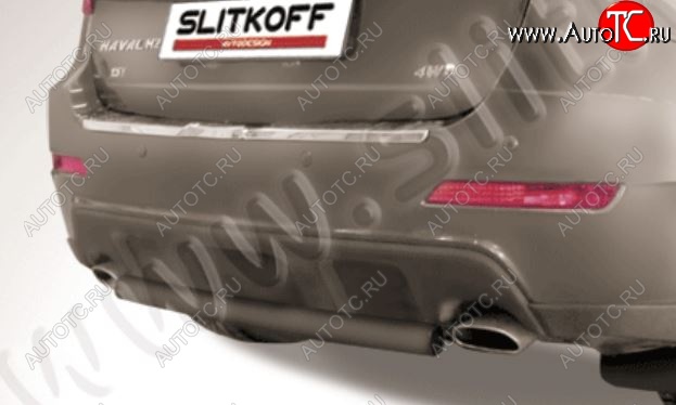 5 999 р. Защита заднего бампера Slitkoff (d57, короткая)  Haval H2 (2014-2021) (Сталь с полимерным покрытием. Цвет: чёрный)  с доставкой в г. Керчь