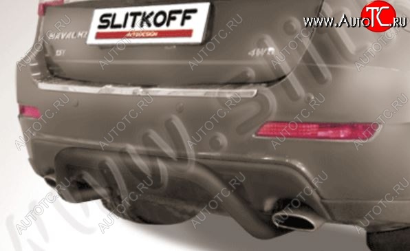 7 599 р. Защита заднего бампера Slitkoff (d57, скоба) Haval H2 (2014-2021) (Сталь с полимерным покрытием. Цвет: чёрный)  с доставкой в г. Керчь