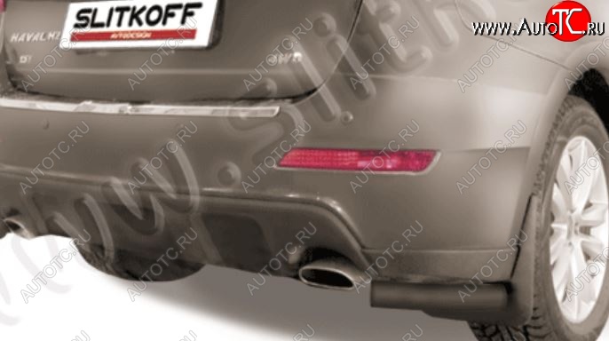 6 499 р. Защита заднего бампера Slitkoff (d57, уголки) Haval H2 (2014-2021) (Сталь с полимерным покрытием. Цвет: чёрный)  с доставкой в г. Керчь