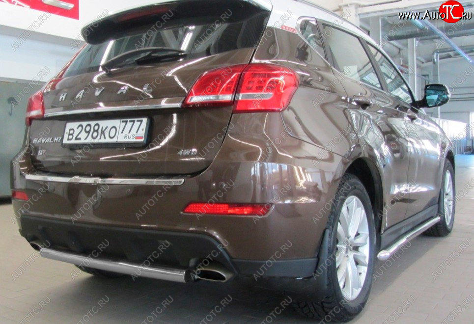 5 999 р. Защита заднего бампера Slitkoff (Ø 57, короткая)  Haval H2 (2014-2021) (Сталь с полимерным покрытием. Цвет: серебристый)  с доставкой в г. Керчь