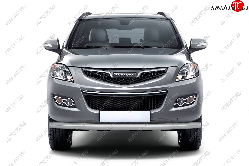 5 519 р. Защита переднего бампера Petroil Tuning (Ø63 мм)  Haval H5 (2020-2023) рестайлинг (Сталь с полимерным покрытием в цвет: серебристый ❞Искра❝)  с доставкой в г. Керчь