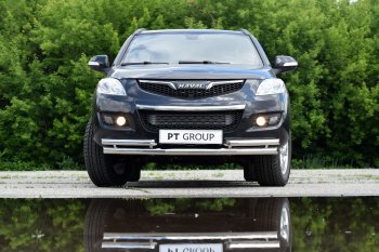 Защита переднего бампера Petroil Tuning (Ø63/51 мм) Haval H5 (2020-2023) рестайлинг (Нержавейка)