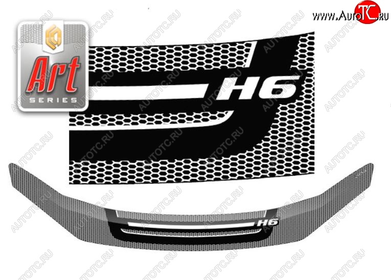2 479 р. Дефлектор капота CA-Plastiс  Haval H6 (2016-2019) дорестайлинг (Шелкография Серия Art графит)  с доставкой в г. Керчь