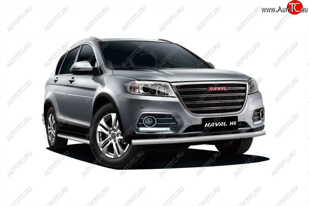14 299 р. Защита переднего бампера одинарная из трубы d63 мм Petroil Tuning Haval H6 (2013-2020) (Нержавеющая полированная сталь)  с доставкой в г. Керчь