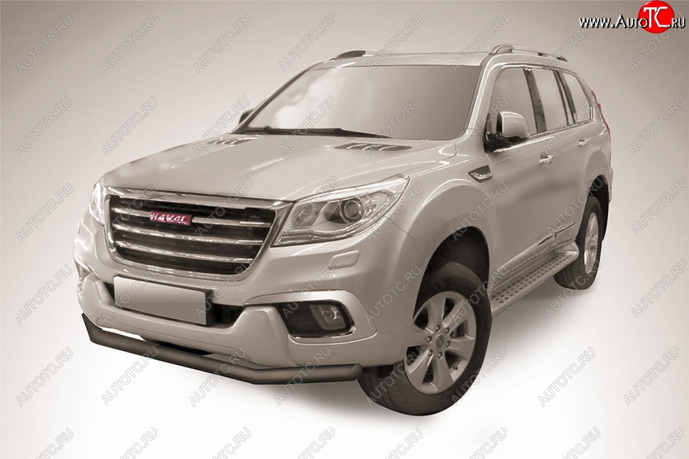 8 299 р. Защита переднего бампера Slitkoff (d57 мм) Haval H9 1-ый рестайлинг (2017-2019) (Сталь с полимерным покрытием. Цвет: чёрный)  с доставкой в г. Керчь