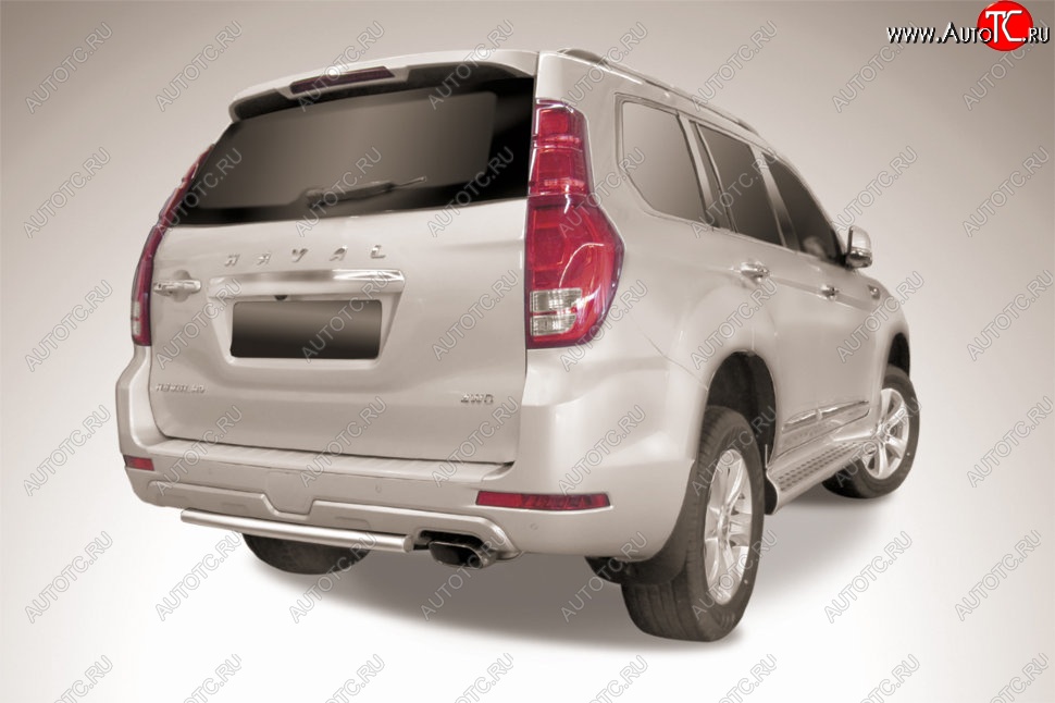 7 199 р. Защита заднего бампера Slitkoff (короткая, d57)  Haval H9 (2017-2019) 1-ый рестайлинг (Нержавейка, Полированная)  с доставкой в г. Керчь