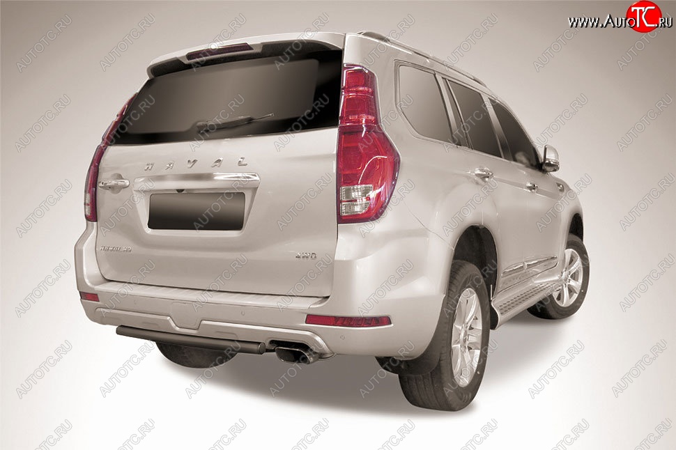 4 999 р. Защита заднего бампера Slitkoff (короткая, d57) Haval H9 1-ый рестайлинг (2017-2019) (Сталь с полимерным покрытием. Цвет: чёрный )  с доставкой в г. Керчь