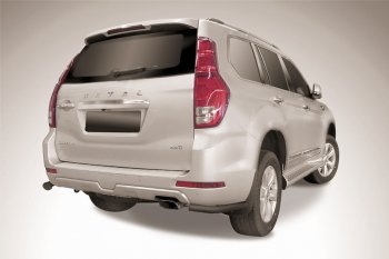Защита порогов Slitkoff (уголки, d57 мм) Haval H9 (2017-2019) 1-ый рестайлинг (Сталь с полимерным покрытием. Цвет: чёрный)