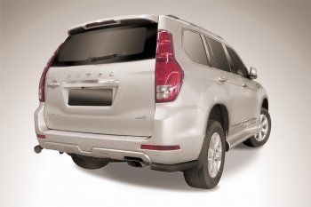 Защита порогов Slitkoff (уголки, d76 мм) Haval H9 (2017-2019) 1-ый рестайлинг (Сталь с полимерным покрытием. Цвет: чёрный)