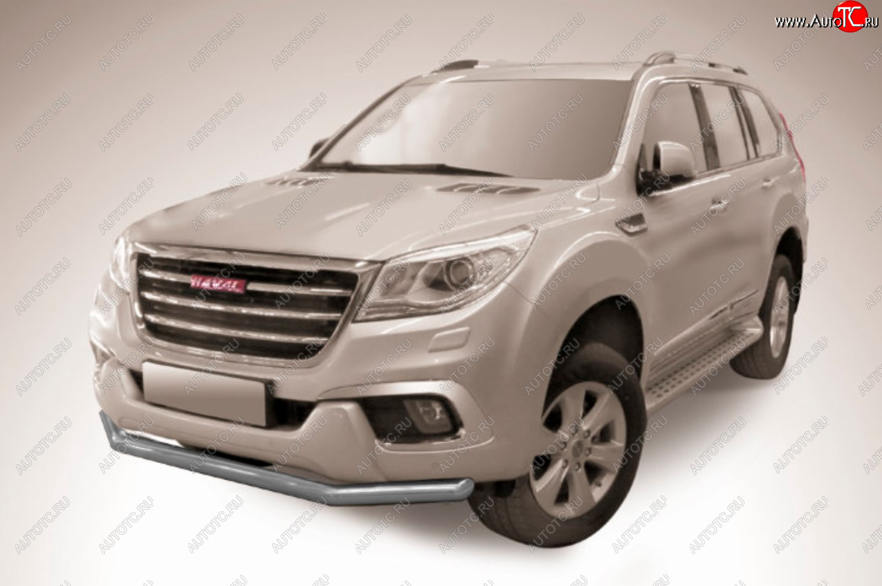 8 299 р. Защита переднего бампера Slitkoff (Ø 57 мм).  Haval H9 (2017-2019) 1-ый рестайлинг (Сталь с полимерным покрытием. Цвет: серебристый)  с доставкой в г. Керчь