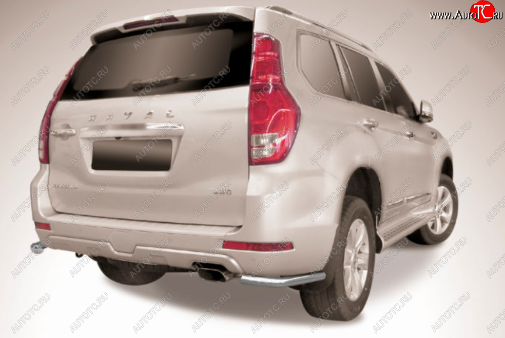 4 999 р. Защита заднего бампера Slitkoff (Ø 57 мм, уголки)  Haval H9 (2017-2019) 1-ый рестайлинг (Сталь с полимерным покрытием. Цвет: серебристый)  с доставкой в г. Керчь