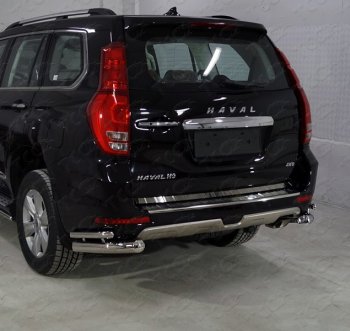 Защита заднего бампера (уголки двойные) ТСС 76,1/42,4 мм Haval H9 (2017-2019) 1-ый рестайлинг
