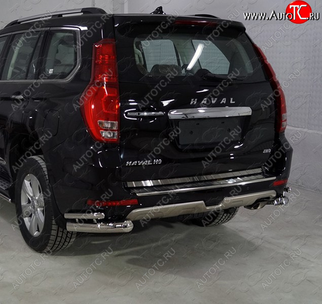 24 749 р. Защита заднего бампера (уголки двойные) ТСС 76,1/42,4 мм Haval H9 1-ый рестайлинг (2017-2019)  с доставкой в г. Керчь