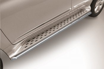 Защита порогов Slitkoff (Ø 57 мм) Haval H9 (2017-2019) 1-ый рестайлинг (Сталь с полимерным покрытием. Цвет: серебристый)
