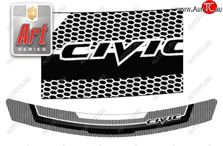 2 079 р. Дефлектор капота CA-Plastiс  Honda Civic  FD (2005-2011) седан дорестайлинг, седан рестайлинг (Серия Art черная)  с доставкой в г. Керчь