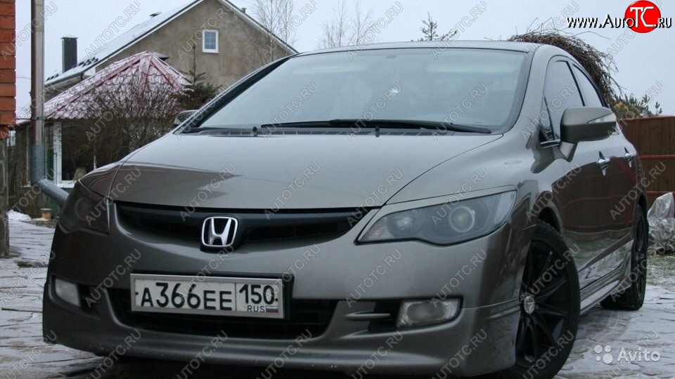 649 р. Реснички на фары Style  Honda Civic  FD (2005-2011) седан дорестайлинг, седан рестайлинг (Неокрашенные)  с доставкой в г. Керчь