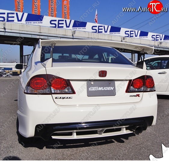 8 649 р. Задний бампер с элероном TYPE R DESIGN Honda Civic FD седан дорестайлинг (2005-2008) (Неокрашенный)  с доставкой в г. Керчь