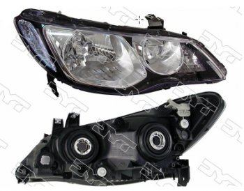 Правая фара TYC (Евросвет, голубой указатель поворота) Honda Civic  FD (2005-2011) седан дорестайлинг, седан рестайлинг