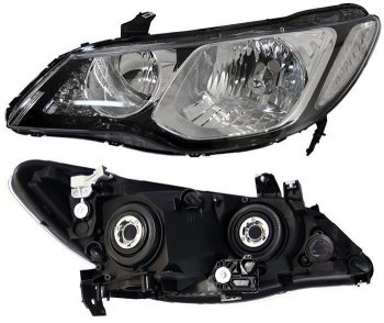 Левая фара SAT (под эл. корректор, поворот белый) Honda Civic  FD (2005-2011) седан дорестайлинг, седан рестайлинг