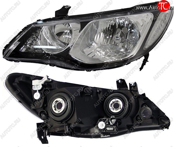 5 199 р. Левая фара SAT (под эл. корректор, поворот белый)  Honda Civic  FD (2005-2011) седан дорестайлинг, седан рестайлинг  с доставкой в г. Керчь